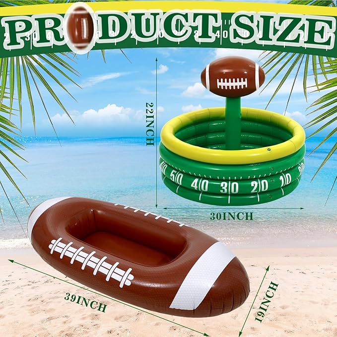 Bencailor 2 Pcs Inflatable Football Cooler for Parties Blow up Drink Rugby Cooler Party Decorations Football Party Supplies Inflatable Ice Bucket for Game Day Picnic Beer