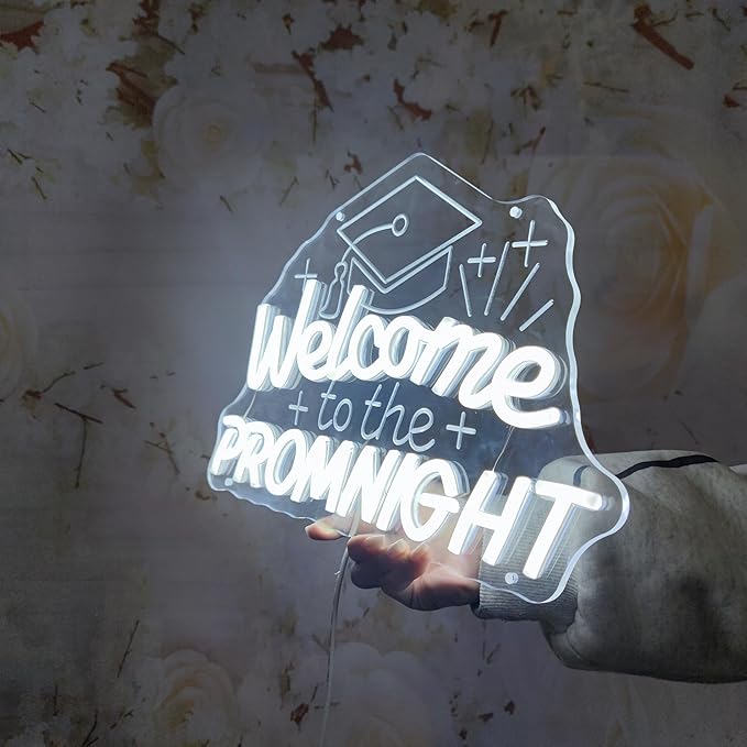 Prom Night Neon Sign for Wall Decor, Congrats Grad Led Sign Congratulations for Backdrop, Wedding Birthday Party Prom Home Room Shop Bar Decoration, Graduation, INSNEnN
