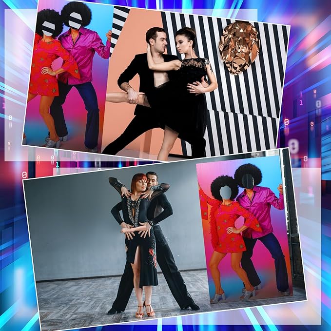 Amyhill 6 ft Disco 70s Couple Cardboard Cutout Stand up Retro Faceless Life Size Photo Prop Vintage Dance Couple Backdrop for Dance Theme Jazz Night Party Decoration