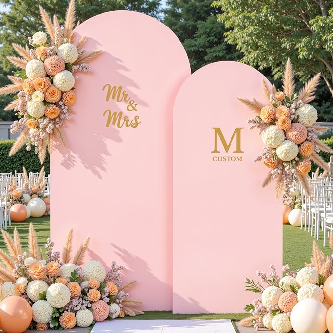 Dusty Rose Photo Arch Backdrop Cover Set of 2 for Party Spandex 7.2 and 6ft Arch Covers Stretchy Backdrop Baby Shower Balloon Arch Stand Covers for Girls Birthday Wedding Bridal Shower Background