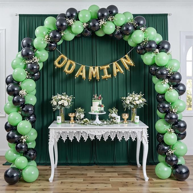 50 ft x 10 ft Wrinkle Free Hunter Green Backdrop Curtain for Parties, Polyester Dark Green Photo Backdrop Drapes 10 Panels 5x10ft for Baby Shower Wedding Birthday Party Photography Curtains