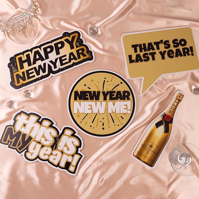 (New Year's) Elevate Your Photo Booth Experience with Our Durable & Waterproof Pack of Signs-Perfect for Weddings, Birthdays, and Photo Booth Businesses - PVC Foamboard Photo