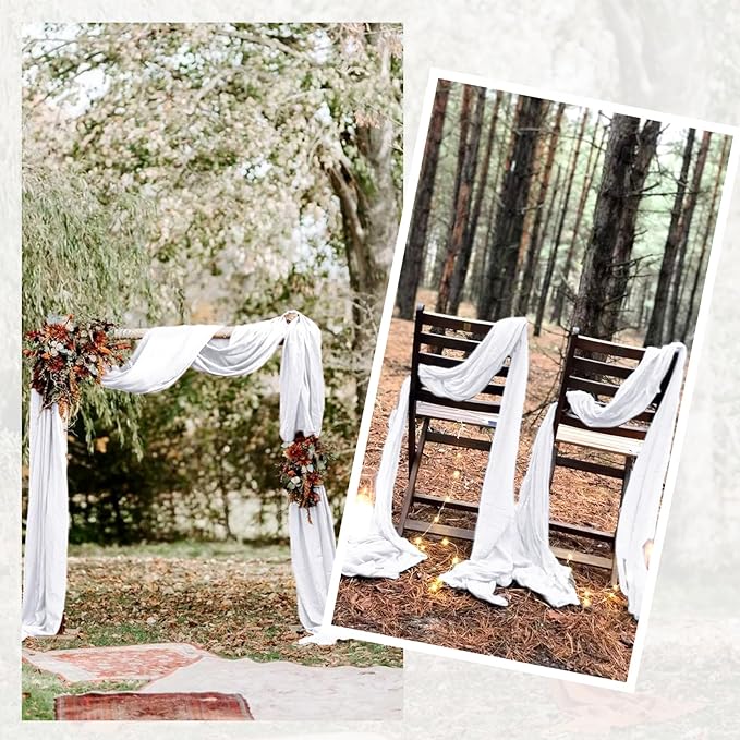 20 Pack White Table Runner 10Ft Cheesecloth Table Runner Boho Gauze Table Runners Romantic Long Sheer Fabric Cheese Cloth Table Runners for Wedding Party Bridal Shower(White)