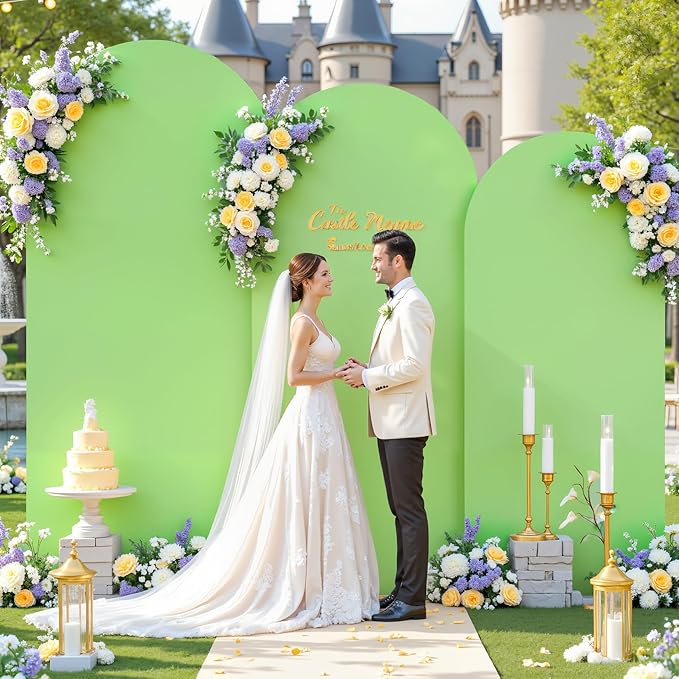 Light Sage Green Arch Cover 3 Set - 4FT, 5FT, 6FT Arch Backdrop Cover Spandex Fitted Wedding Arch Stand Covers for Baby Shower Birthday Party Wedding Bridal Shower Banquet Photo Background Decorations