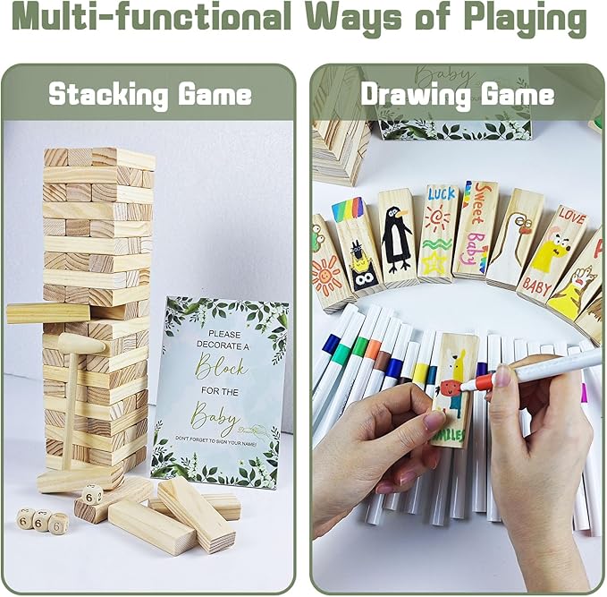 101pcs Fun Baby Shower Games Sign Kit, Lively Baby Shower Game Activities with 2 Ways to Play for Guests, Unique and Creative Activities Suitable for Boys and Girls
