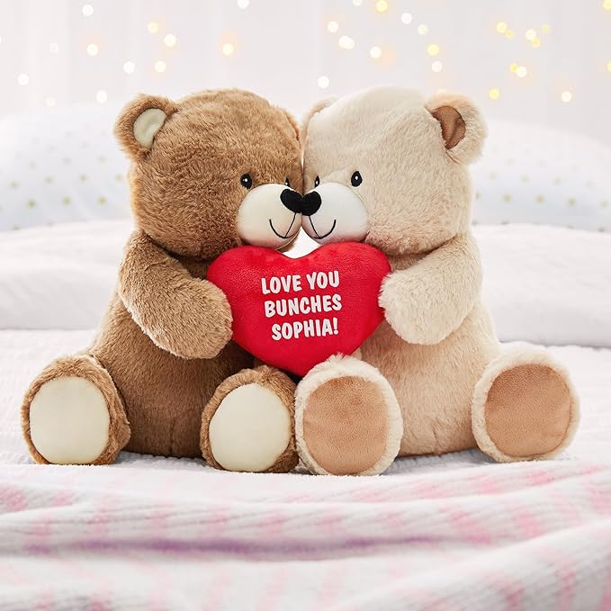 Let's Make Memories Personalized Kissy Plush Bears for Couples or Kids - Valentines Day - for Him - for Her - Romantic Stuffed Animals - Love - Amor - Te Amo - I Love You - Teddy Bears