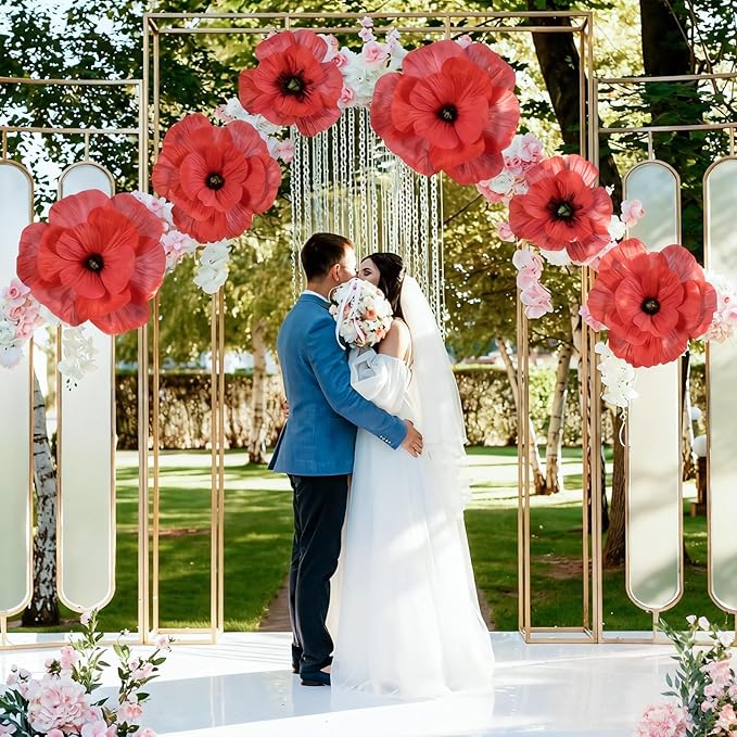 Norme 3 Pcs Giant Flowers for Decoration 12, 16, 20 Inch Large Poppy Flower Red Poppies Large Red Poppy for Wedding, Home Decor, Anniversary Birthday Valentine's Day