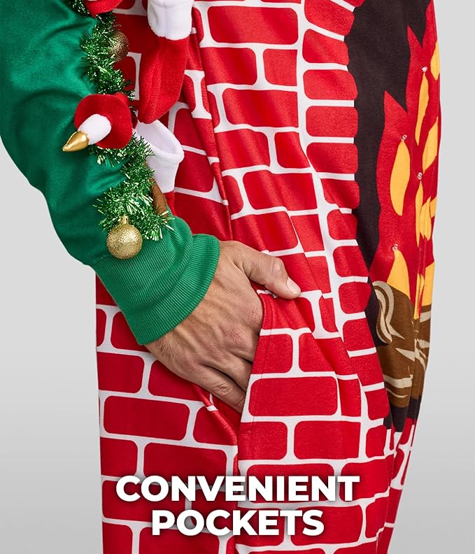 Tipsy Elves Christmas Onesies for Adults - Comfy Unisex Matching Holiday Jumpsuits with Convenient Pockets