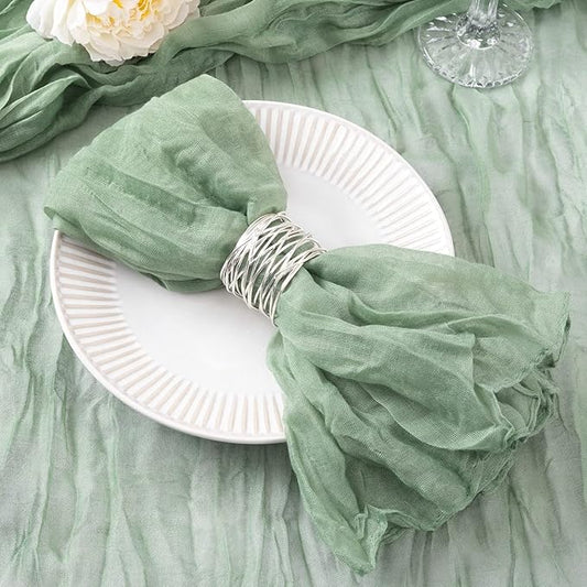 50 Pack Sage Green Cheesecloth Napkins Spring Cloth Napkins Set of 50 Sage Dinner Napkins Bulk 21x21 Inches for Wedding Bridal Shower Baby Shower Valentine's Day