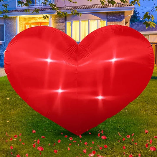 7 Ft Valentine Inflatables Heart Outdoor Decorations with LED Lights, Red Valentines Giant Heart Blow Up Yard Decorations, Romantic Inflatable Decor for Valentines Day Wedding Anniversary Yard Garden