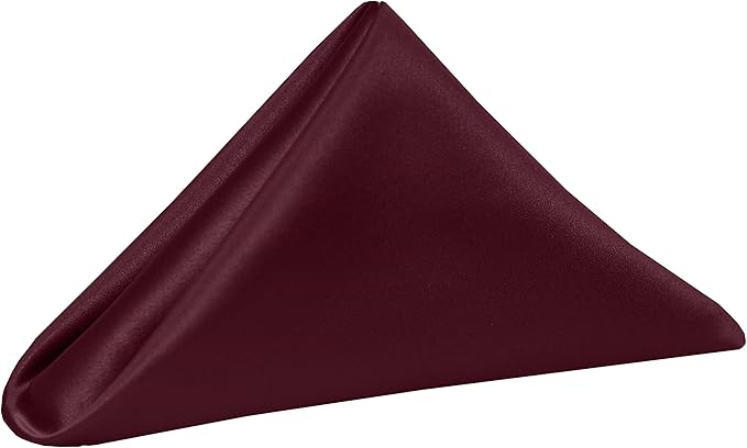 Ultimate Textile Burgundy Bridal Satin Wedding Napkins 17" x 17" (Set of 24) - Cloth Napkins Bulk Set, Wrinkle & Stain Resistant Polyester for Events