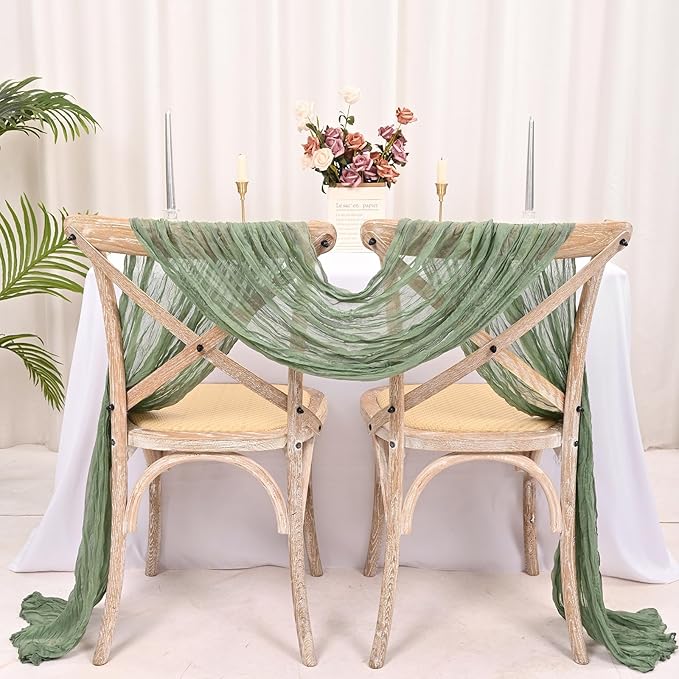 15 Pack Sage Green Cheesecloth Table Runner 17 x 108 Inch Fall Thanksgiving Boho Rustic Farmhouse Gauze Cheese Cloth Runner for Wedding Party Baby Shower Home Decor Holiday Decorations