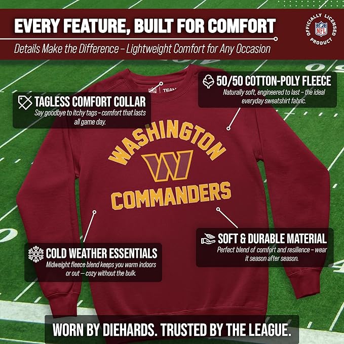 Team Fan Apparel NFL Adult Gameday Football Crewneck Sweatshirt - Cotton Blend - Stay warm, comfortable & stylish on game day