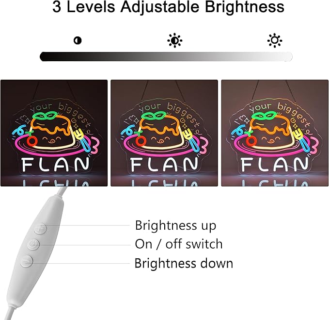 Flan Neon Sign, Neon Lights Hanging Wall Art Decoration for Dessert Shop Bakery Cafe Food Market Party Kitchen Home Decor,USB Powered,Ultra Bright & Dimmable,14.96×12.2Inches