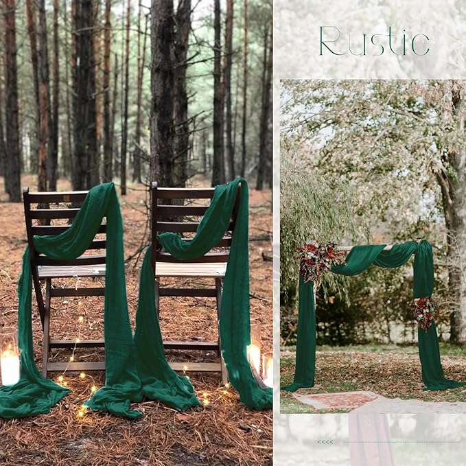 20 Pack Emerald Green Table Runner 10Ft Cheesecloth Table Runner Boho Gauze Cheese Cloth Table Runners Romantic Long Sheer Fabric Table Runners for Wedding Party Bridal Shower