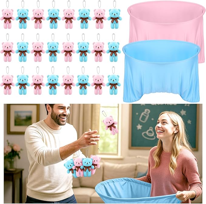 22 Pcs Funny Baby Shower Diapers Games Activities Fun Bridal Shower Games How Many Plushies Can You Catch in Your Big Diaper Gender Reveal for Boys Girls Adults (Classic,Pink and Blue)