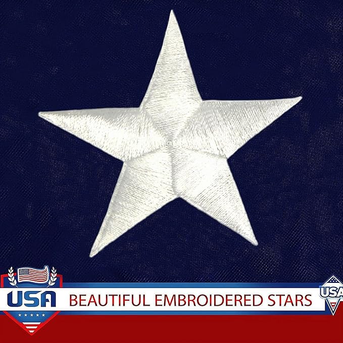 G128 - American USA US Flag 4x6 ft Deluxe Embroidered Stars Sewn Stripes Brass Grommets, Back to School Decor