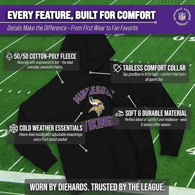 Team Fan Apparel NFL Adult Gameday Hooded Sweatshirt - Poly Fleece Cotton Blend - Stay Warm and Represent Your Team in Style