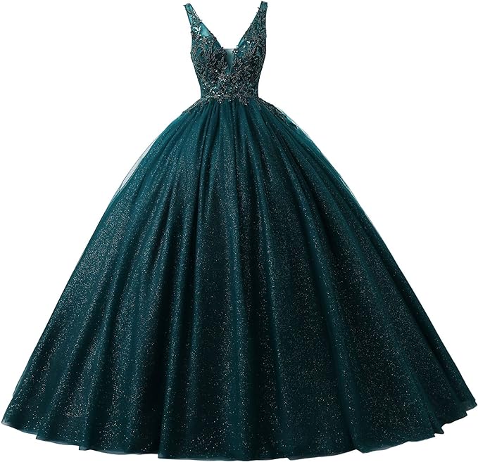 Engerla Women's Beading Sweetheart Ball Gown Tulle Layed Long Quinceanera Dress