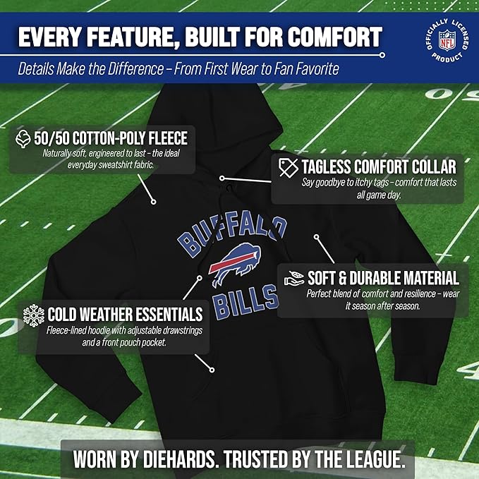Team Fan Apparel NFL Adult Gameday Hooded Sweatshirt - Poly Fleece Cotton Blend - Stay Warm and Represent Your Team in Style