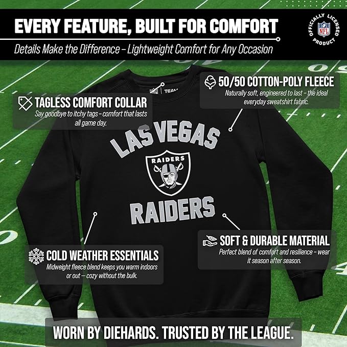 Team Fan Apparel NFL Adult Gameday Football Crewneck Sweatshirt - Cotton Blend - Stay warm, comfortable & stylish on game day
