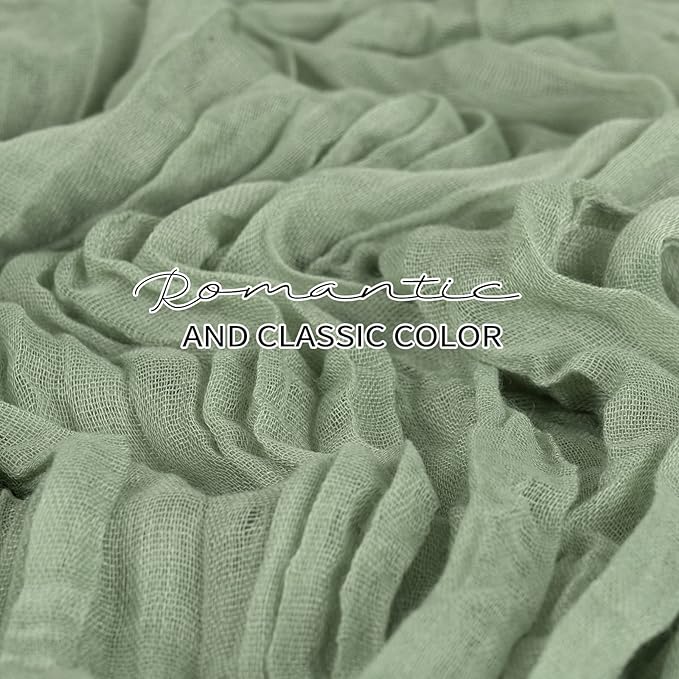 12 Pack Cheesecloth Table Runner 20 x 120 inch Cheese Cloth Table Runner Bulk,Romantic Boho Sheer Gauze Fabric Table Runners for Wedding Reception,Party,Bridal Shower Table Decor(Sage Green)