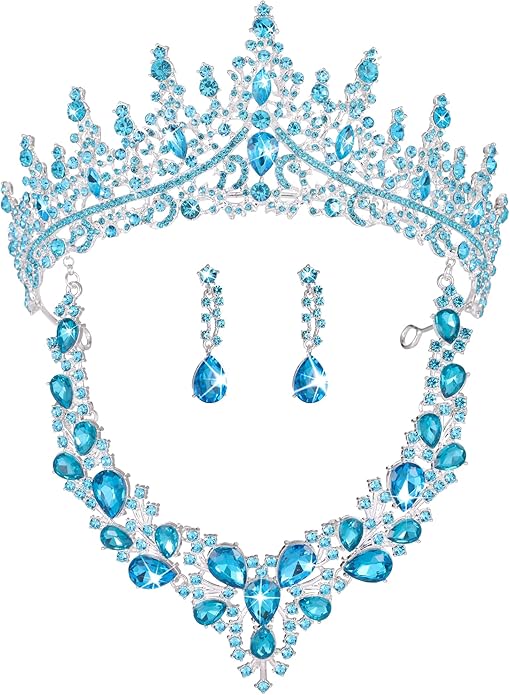 Kamirola Tiaras and Crowns for Women,Tiaras Earrings Necklace, Crystal Bridal Jewelry Set（TR83