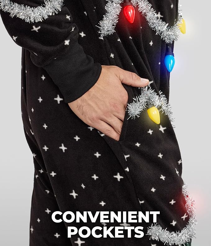 Tipsy Elves Christmas Onesies for Adults - Comfy Unisex Matching Holiday Jumpsuits with Convenient Pockets