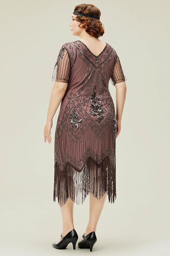 BABEYOND Great Gatsby Dresses for Women Plus Size Cocktail Dress 1920s Flapper Costume for Women