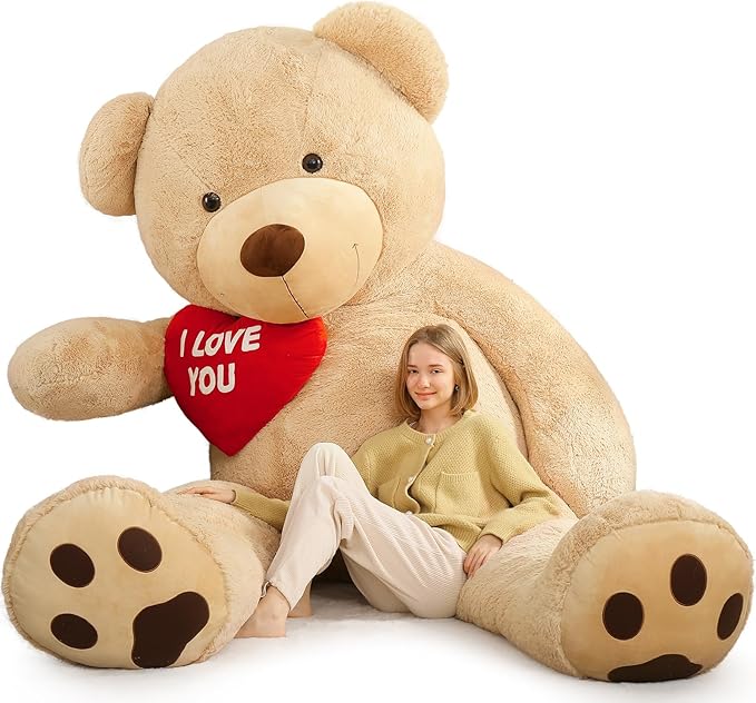 Red Heart Giant Jumbo Teddy 10ft, Huge Teddy Bear Stuffed Animals with Embroidered I Love You for Girlfriend Boyfriend Christmas Birthday, Celebrations, Huge Valentines Teddy Bear Gifts