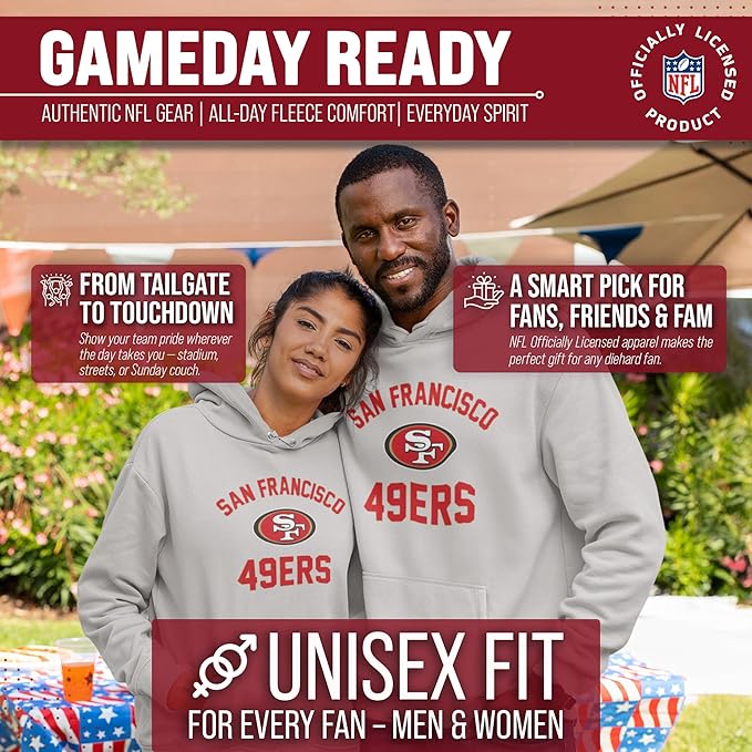 Team Fan Apparel NFL Adult Gameday Hooded Sweatshirt - Poly Fleece Cotton Blend - Stay Warm and Represent Your Team in Style