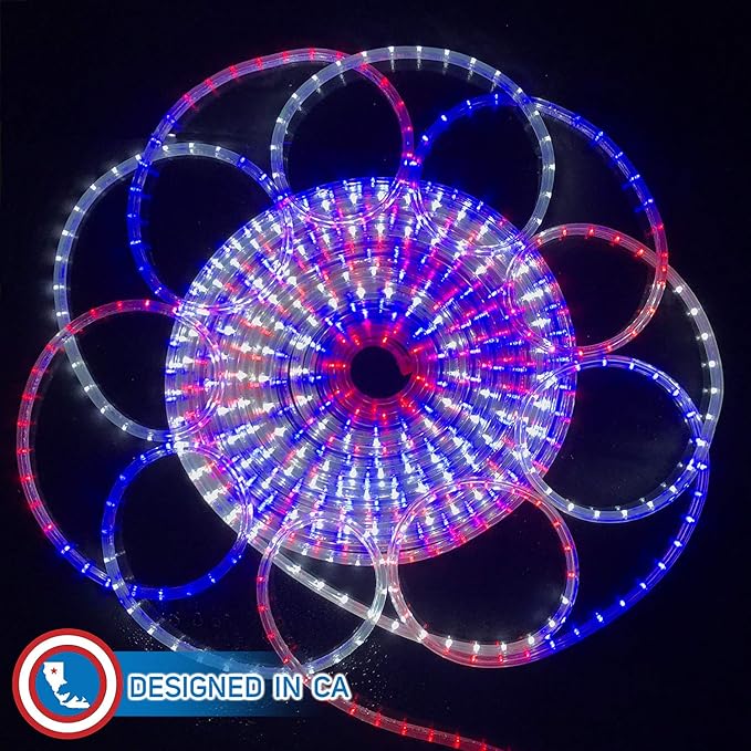Russell Decor 80ft Patriotic Rope Lights for Patriotic 4th of July Memorial Day Decor Party Outdoor House Decorative RV Camping Lighting Trees Patio Deck Flexible Lights (Red White Blue)