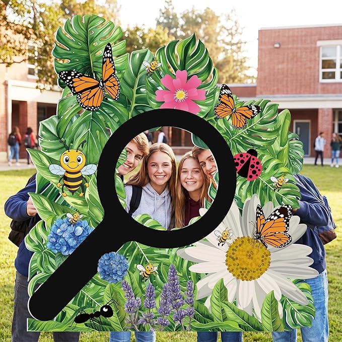Teling 4.9 x 3.9 ft VBS Flowers Arch Cardboard Cutout Stand-up Vacation Bible School Supplies Cartoon Forest Photography Backdrop for Baby Shower Birthday Party Decor Photo Props