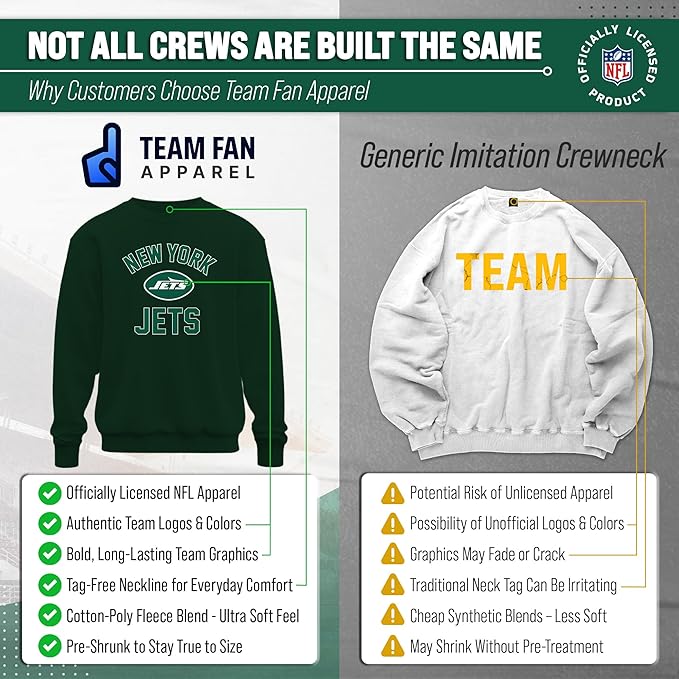 Team Fan Apparel NFL Adult Gameday Football Crewneck Sweatshirt - Cotton Blend - Stay warm, comfortable & stylish on game day