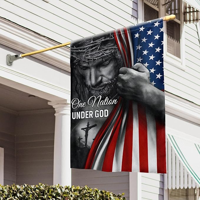 FLAGWIX Christian Patriot American Flags, One Nation Under God - 4th of July Decorations for Home, Outside, Indoor Outdoor Flag, House Flag 30x40 - Double Sided, Heavy Duty Canvas, Fade Resistant