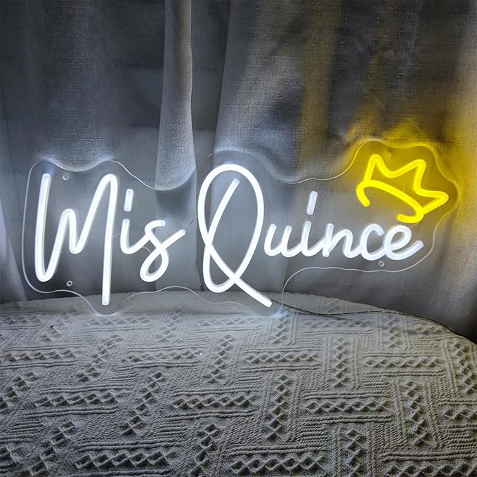 Mis Quince Neon Sign for Wall Decor,Happy Birthday Neon Signs for Bedroom Wall with Dimmable Switch for Any Age Children's Room, Bar, Party, Christmas, Wedding Decoration,54cm