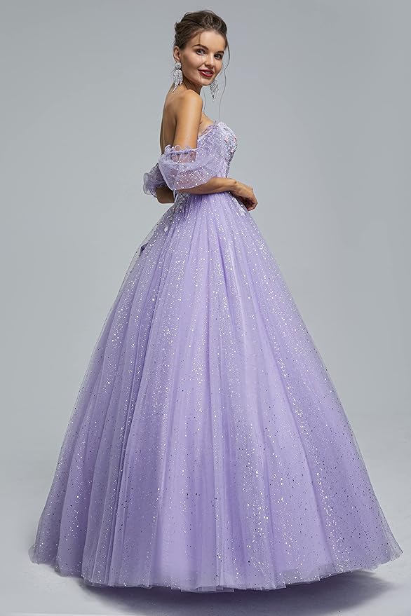 Engerla Women's Beading Sweetheart Ball Gown Tulle Layed Long Quinceanera Dress