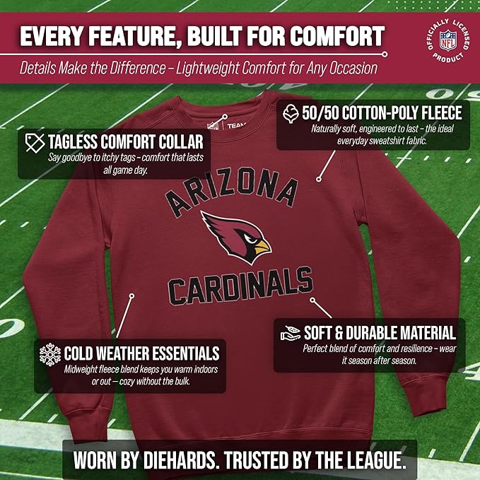 Team Fan Apparel NFL Adult Gameday Football Crewneck Sweatshirt - Cotton Blend - Stay warm, comfortable & stylish on game day