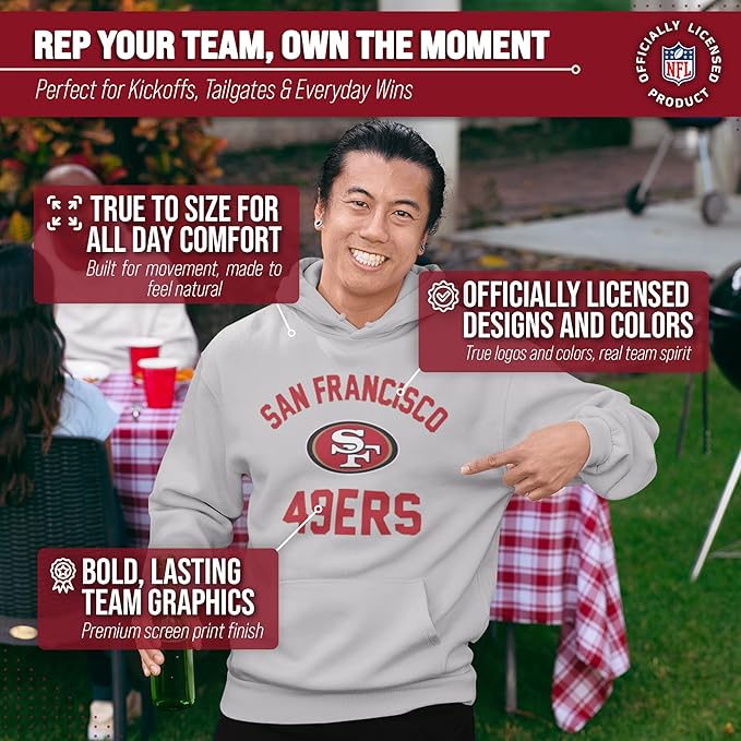 Team Fan Apparel NFL Adult Gameday Hooded Sweatshirt - Poly Fleece Cotton Blend - Stay Warm and Represent Your Team in Style
