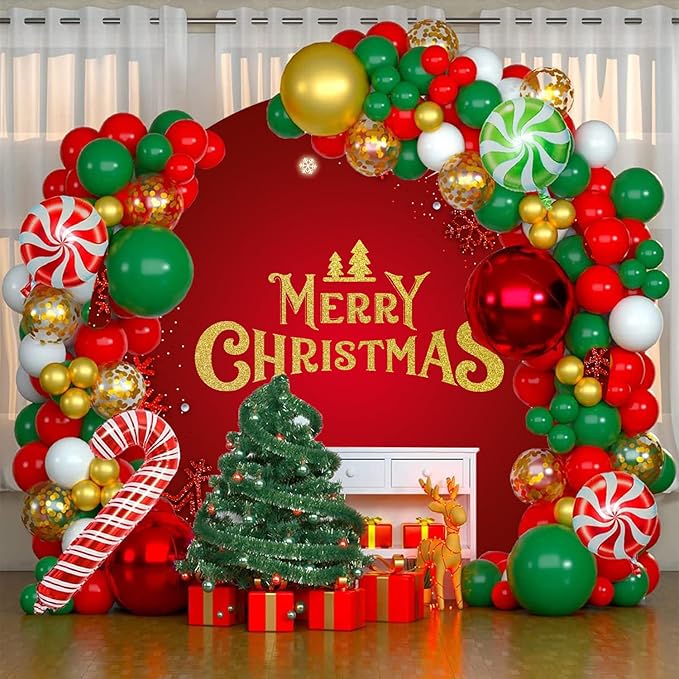 Merry Christmas Round Backdrop Cover 7.2ft for Photography Gold Merry Christmas Red Round Backdrop Cover Shining Snowflake Background Winter Party Supplies New Year Holiday Family Kids Photo