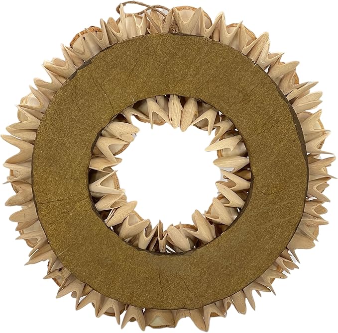 Galt International 18” Natural Woodchip Rose Harvest Wreath - Intricate Front Door Wreath - Beautiful Indoor and Outdoor Wreath for Any Season Rustic Farm Home Decor - 18” Round Wreath (Natural)