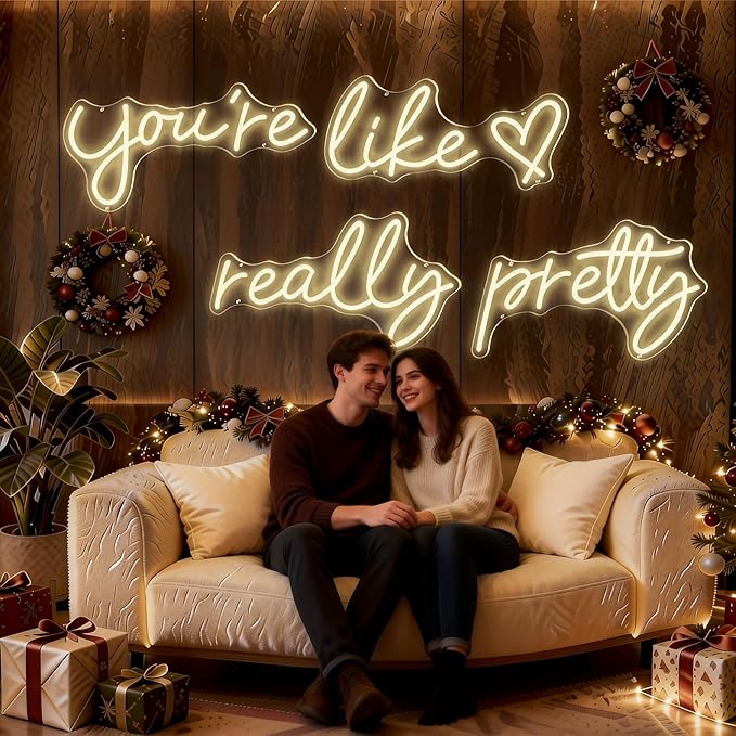You're Like Really Pretty Neon Sign, Warm White light up Neon Signs for Wall Decor, Wedding, Engagement,Bedroom Bachelorette Party With Dimmable Switch USB Power(Super Large Style/88.2in）