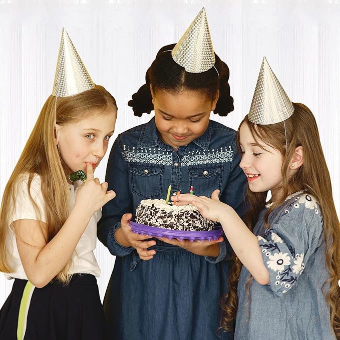 White Foil Fringe Curtains 50 Pack 3.2ft x 8.2ft Fringe Backdrop Curtains Metallic Tinsel Streamer Photo Backdrop for Birthday Party Decorations Halloween Christmas Party Supply (White)