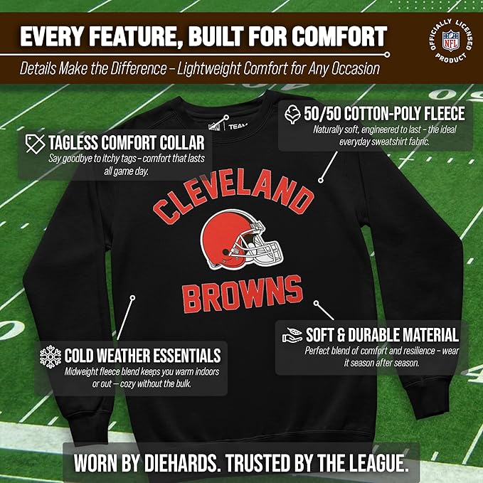 Team Fan Apparel NFL Adult Gameday Football Crewneck Sweatshirt - Cotton Blend - Stay warm, comfortable & stylish on game day