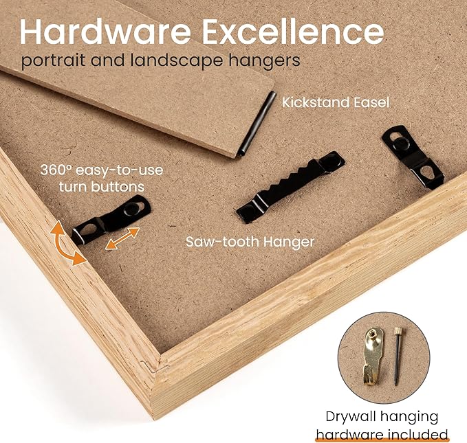 Axeman Diploma Frame For 8.5x11 Certificate Document | Solid Oak Wood 8.5 By 11 Picture With Mat For 6x8 | 8 1/2 x 11 Certificate Frame | Plexiglass And Hanging Hardware Included | Natural, 3 PCs