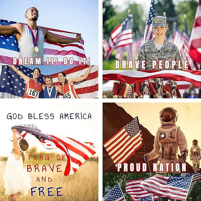 G128 - American USA US Flag 4x6 ft Deluxe Embroidered Stars Sewn Stripes Brass Grommets, Back to School Decor
