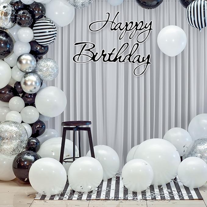 40ft×10ft Sliver Grey Wrinkle Free Backdrop Curtains for Parties, 8 Panels 5×10ft Thick&Silky Polyester Sliver Photo Backdrop Drapes Curtains for Birthday Party Baby Shower Wedding Photography