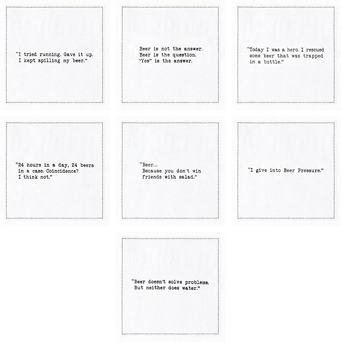 Five Star Funny Beer Quotes | White Cotton Cocktail Napkins | 50 Luxury Disposable Beverage Napkins with Witty Bar Quotes | Drink Napkins for Parties, Bars, Weddings & Game Nights