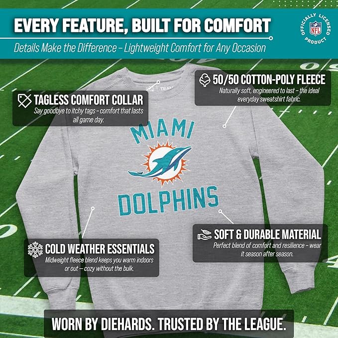 Team Fan Apparel NFL Adult Gameday Football Crewneck Sweatshirt - Cotton Blend - Stay warm, comfortable & stylish on game day