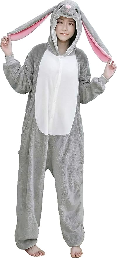 Adult Bunny Animal Cosplay Halloween Costume Pajamas